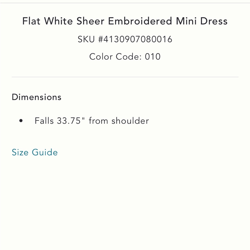 ♥️Anthropologie Flat White Sheer Embroidered Mini Dress - Picture 6 of 6
